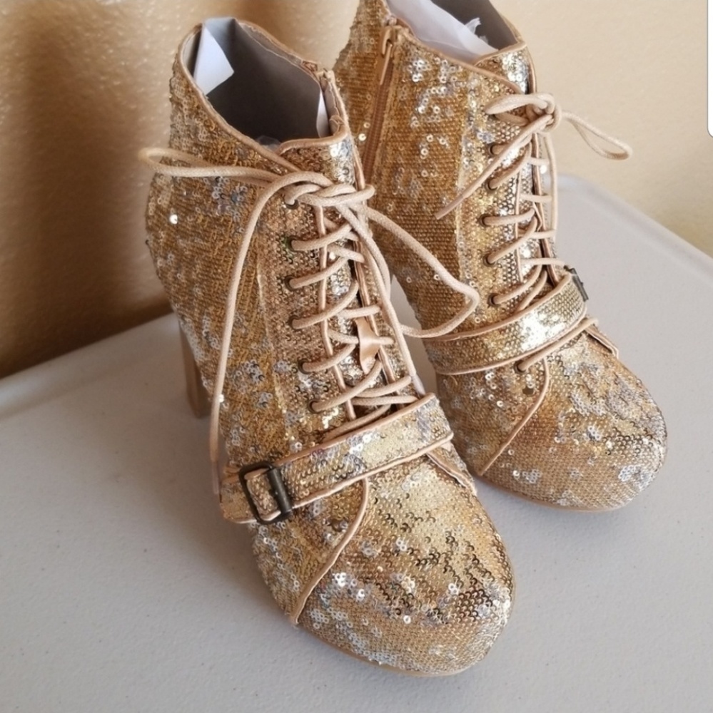 Gold Sequins Boots Bucco Capensis - Picture 4 of 8